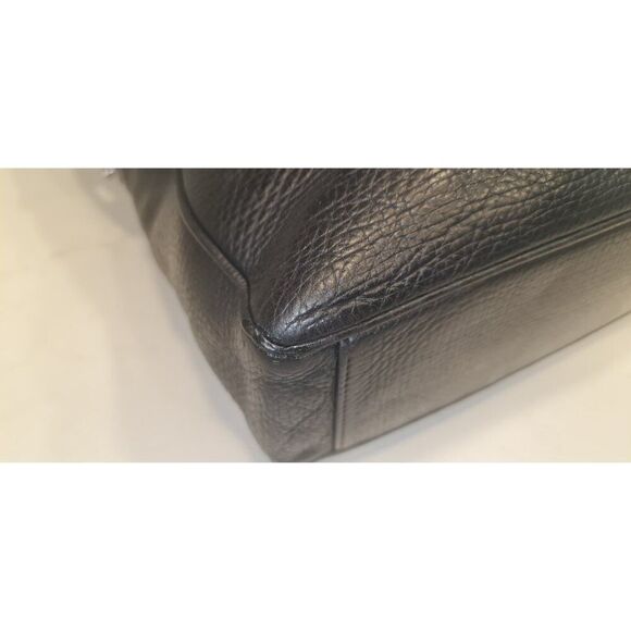 BALLY MIKAEL Black Textured Pebbled Leather Top Handles Tote Bag Medium Travel - Picture 13 of 16